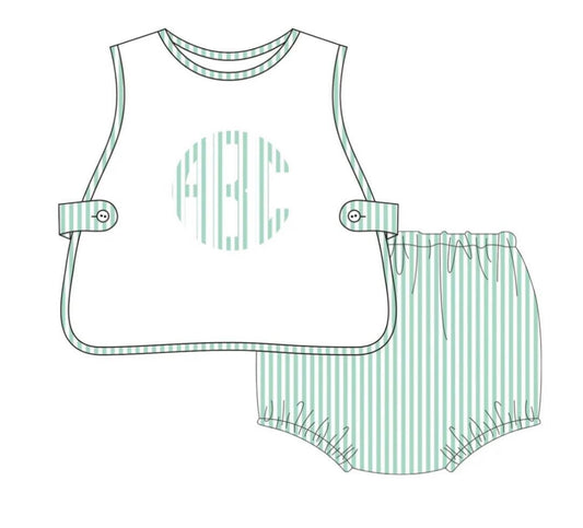 Boy's Green and White Striped Diaper Set (PO 1)