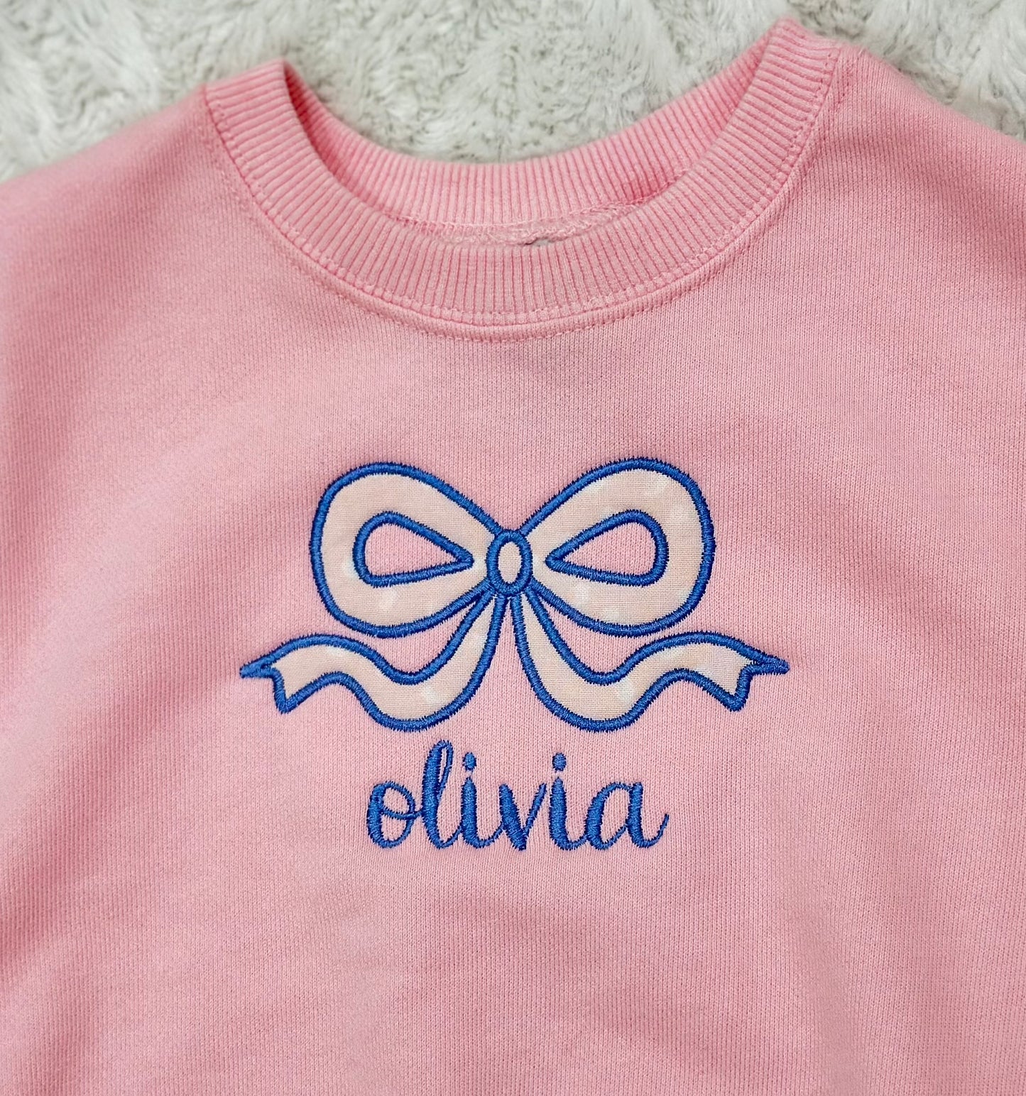 Embroidered Bow Appliqué Sweater Bubble